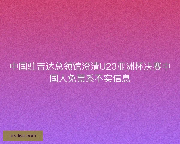 中国驻吉达总领馆澄清U23亚洲杯决赛中国人免票系不实信息