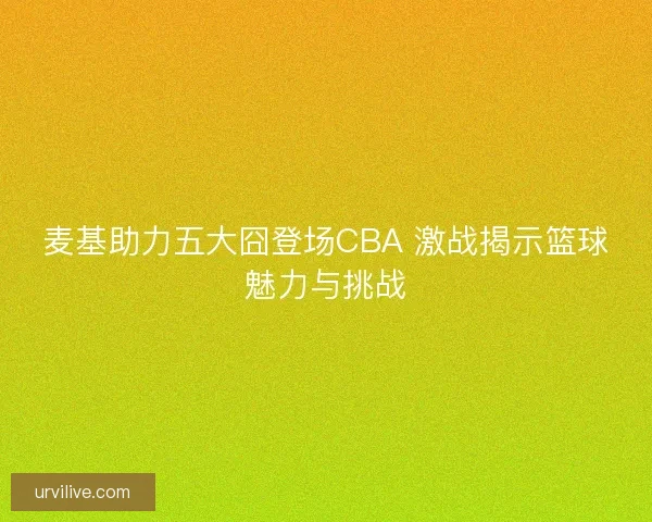 麦基助力五大囧登场CBA 激战揭示篮球魅力与挑战